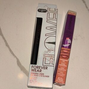 Forever Wear Winged Liner - Black and covergirl lip liner in coral